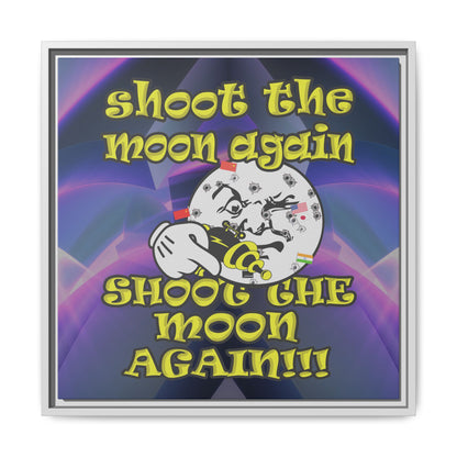 shoot the moon again - framed canvas art (grey-pink wave)