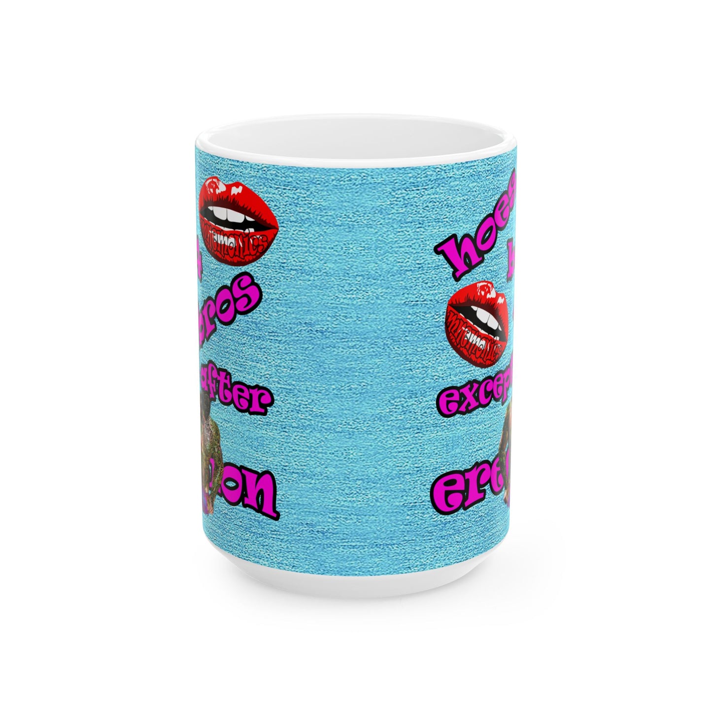 hoes b4 bros - White Mug (faded blue)