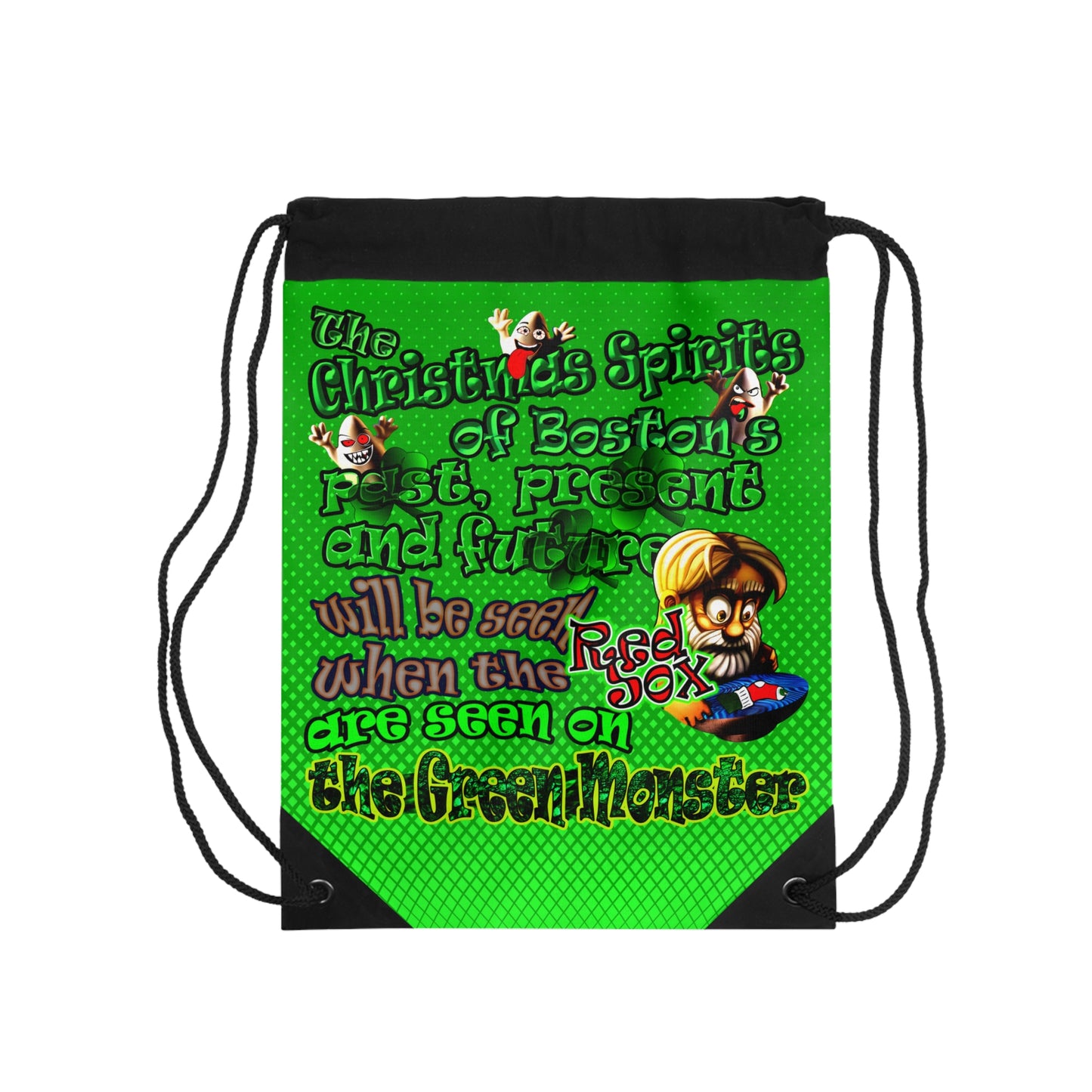 christmas spirits of boston - Drawstring Bag (logo green)
