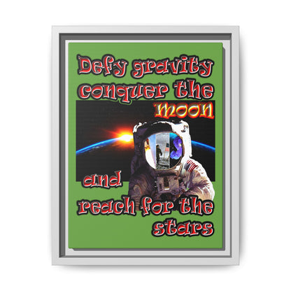 defy conquer reach - framed canvas art (green)