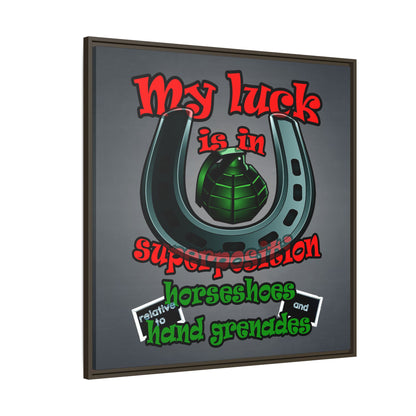 my luck - framed canvas art (grey-light grey)