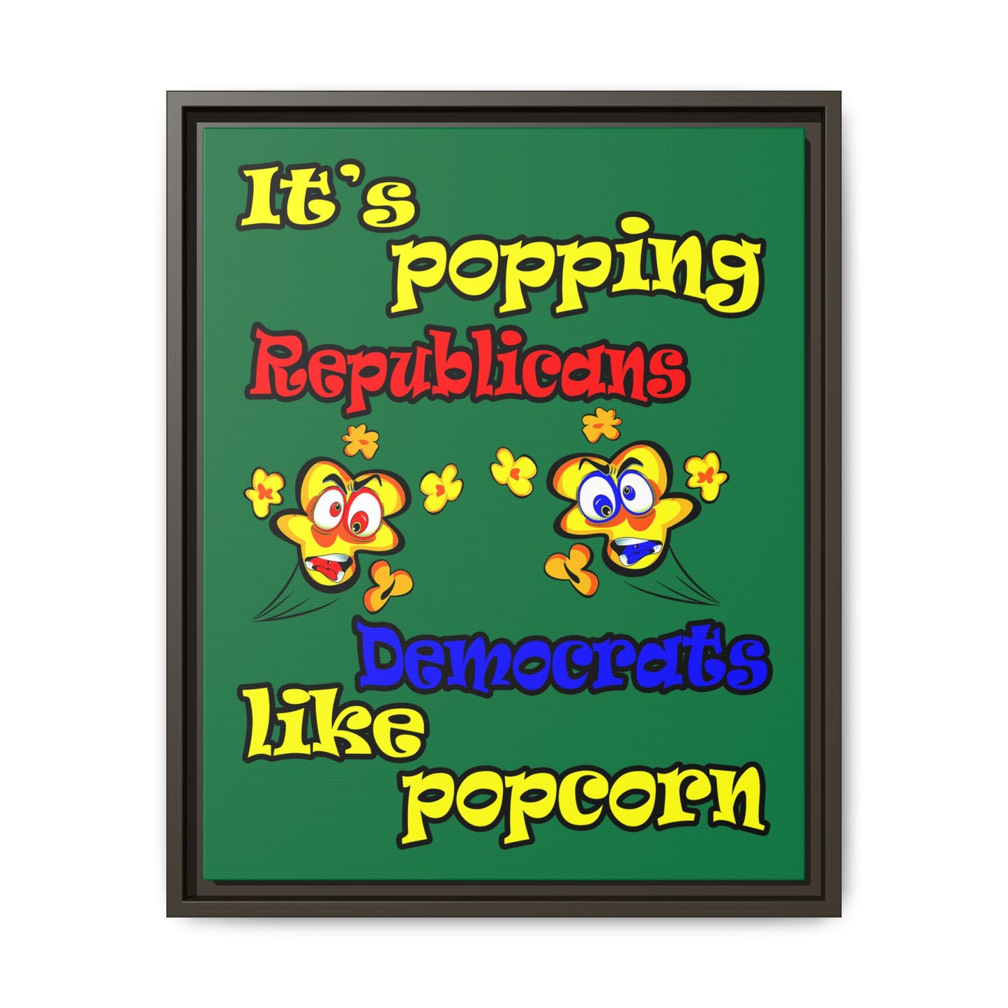 popping like popcorn - framed canvas art (dark green)