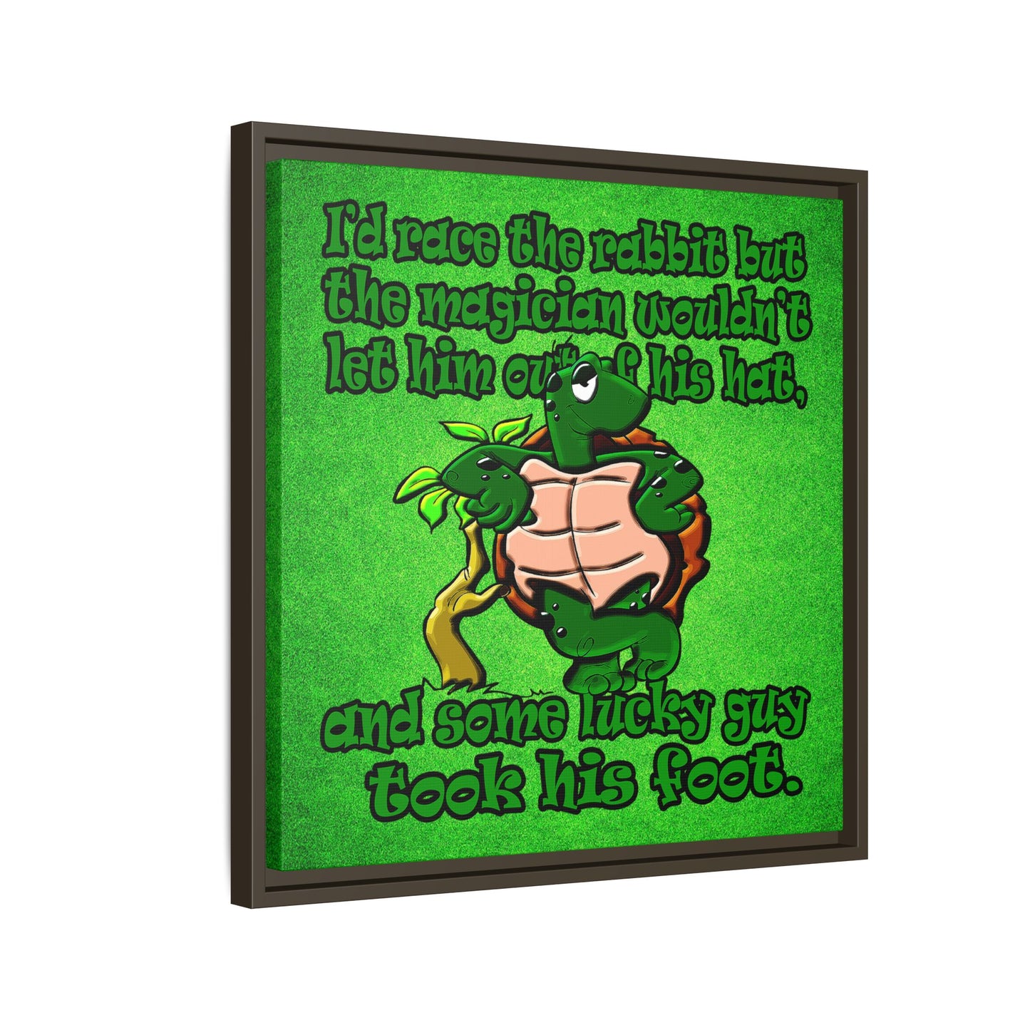 turtle race - framed canvas art (green turf)
