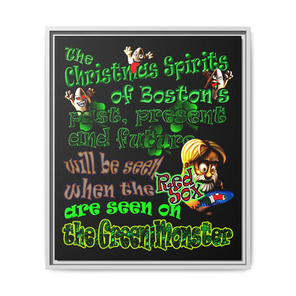 christmas spirits of boston - framed canvas art (black)