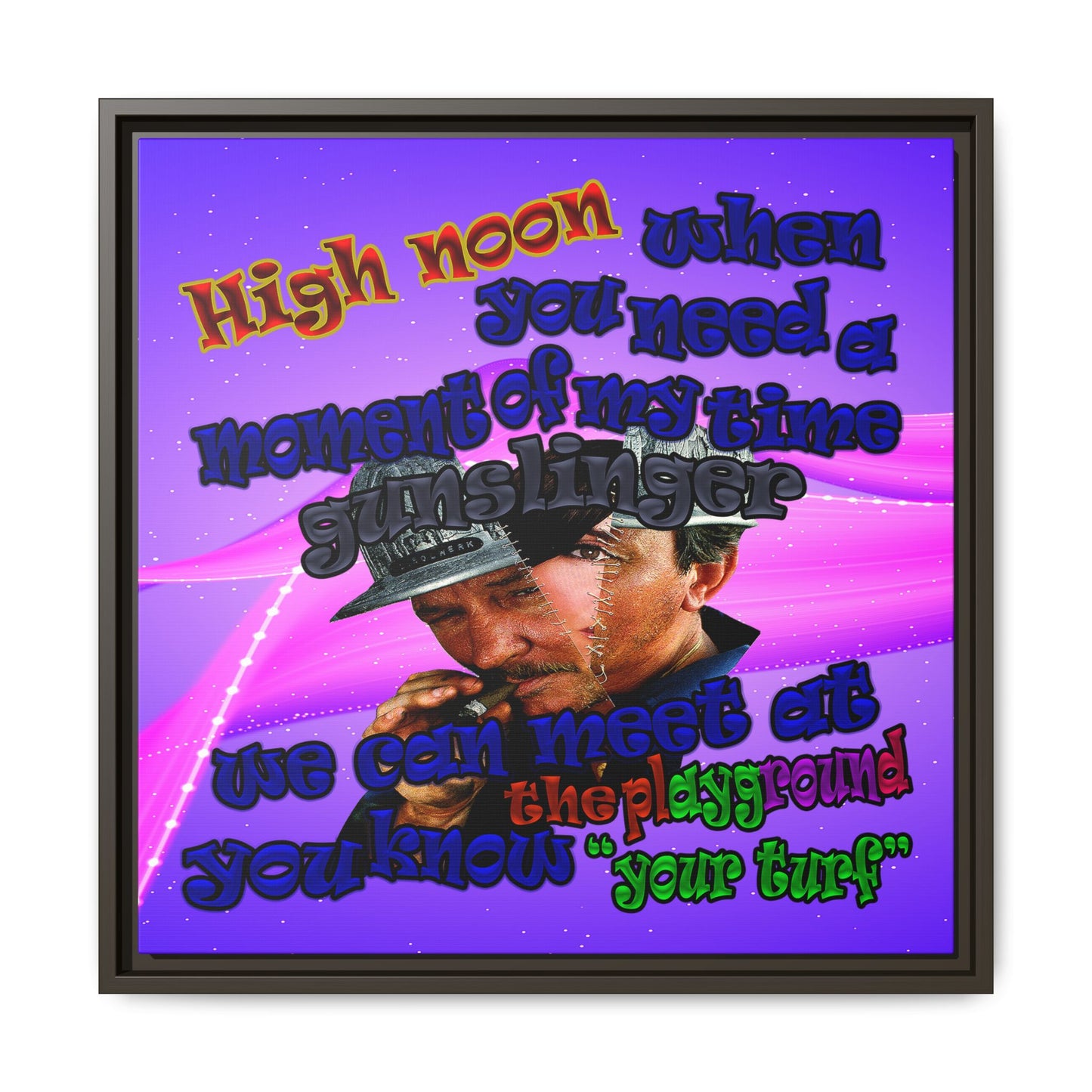 high noon - framed canvas art (purple-pink wave)