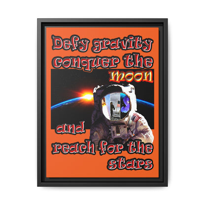 defy conquer reach - framed canvas art (orange)