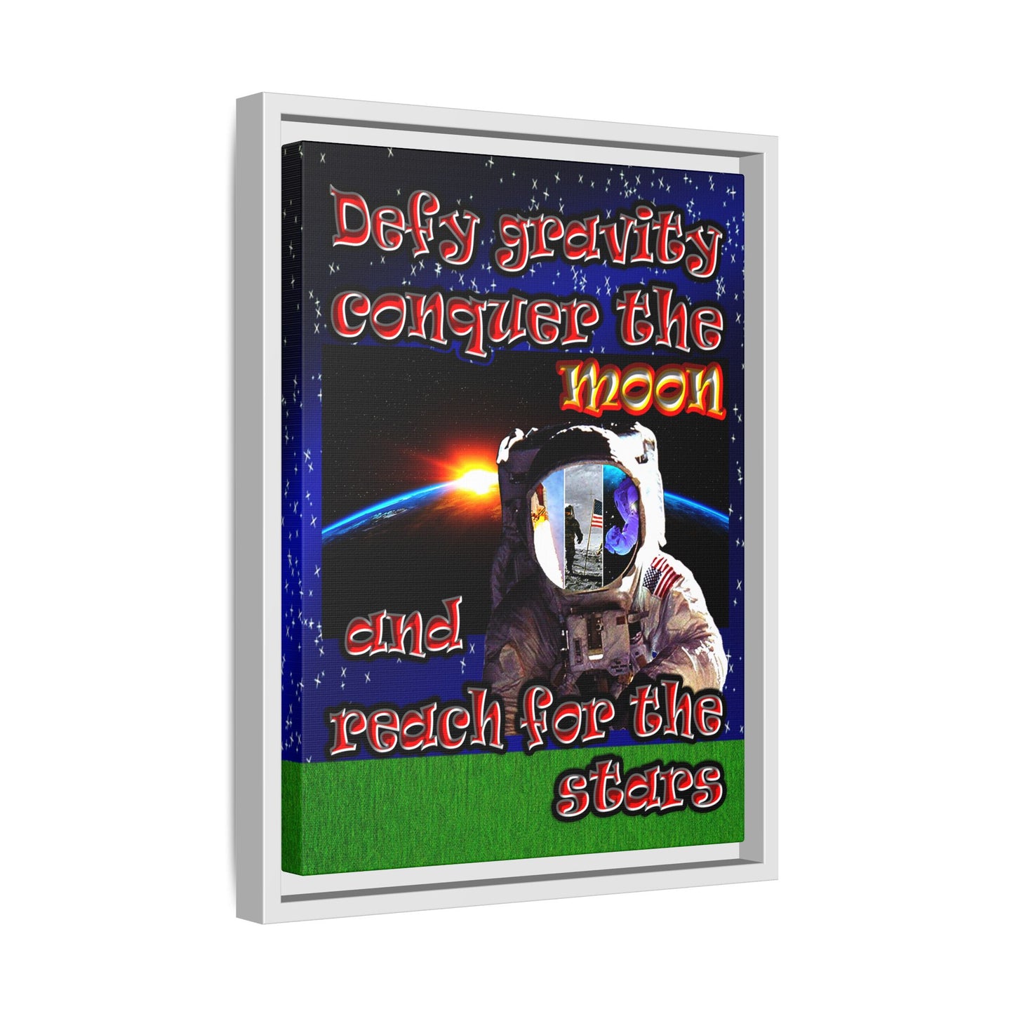 defy conquer reach - framed canvas art ('snoops' background)