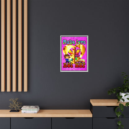 love peace - framed canvas art (pink swirl)