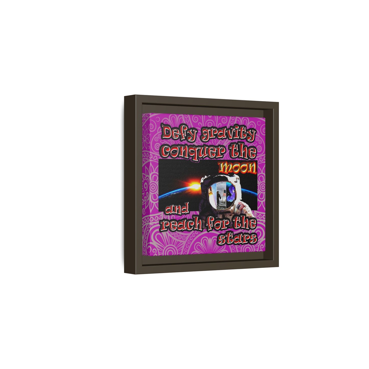 defy conquer reach - framed canvas art (pink swirl)