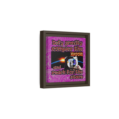 defy conquer reach - framed canvas art (pink swirl)