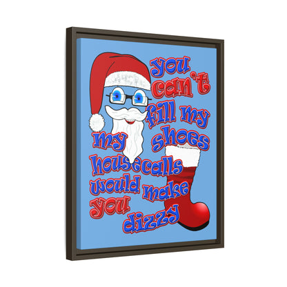 santa's shoes - framed canvas art (light blue)