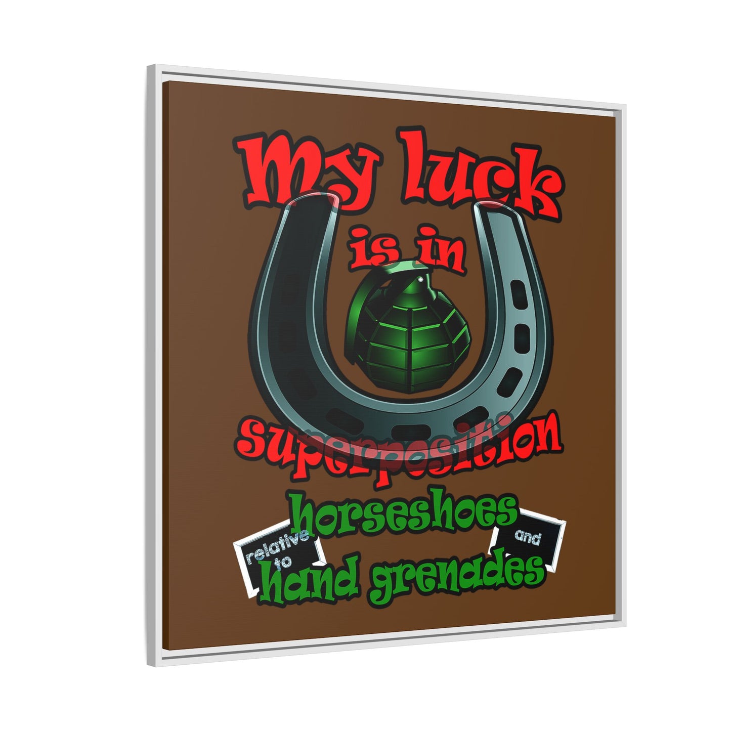 my luck - framed canvas art (brown)