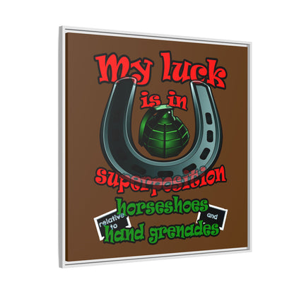 my luck - framed canvas art (brown)
