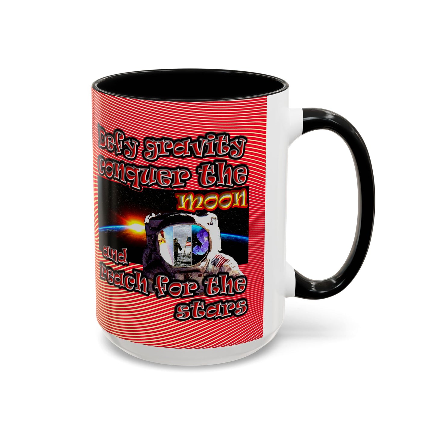 defy conquer reach - Accent Mug (yellow-orange wave)