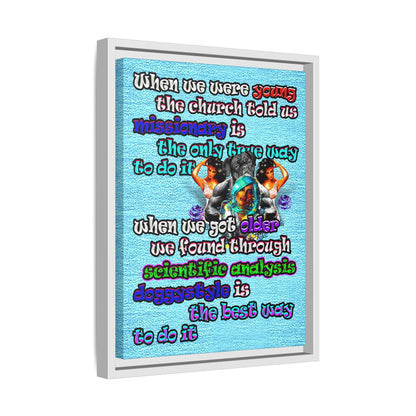 doggystyle - framed canvas art (faded blue)