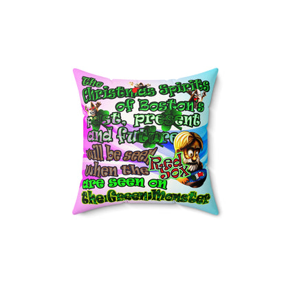 christmas spirits of boston - Faux Suede Square Pillow - (light blue-pink wave)