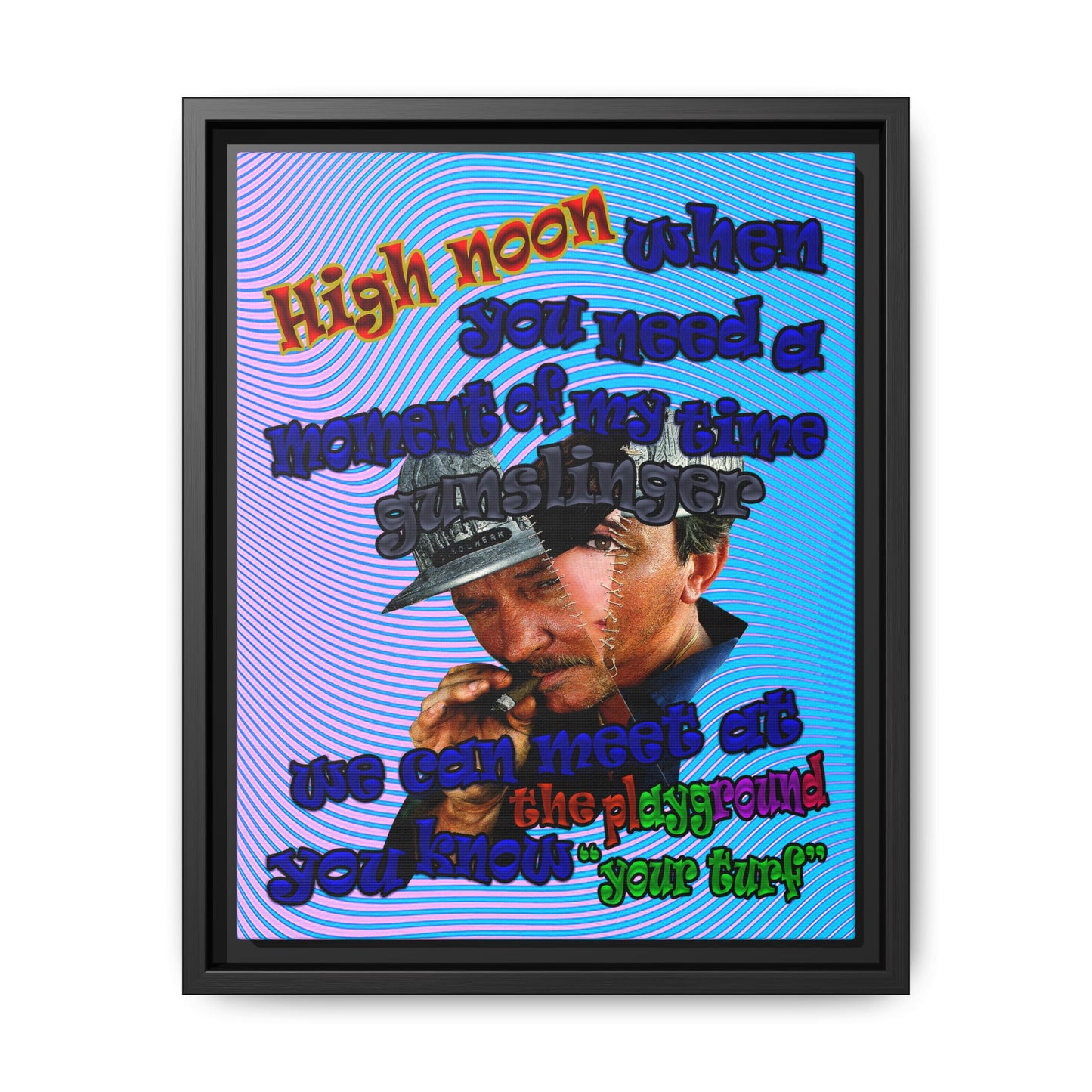 high noon - framed canvas art (light blue-purple wave)