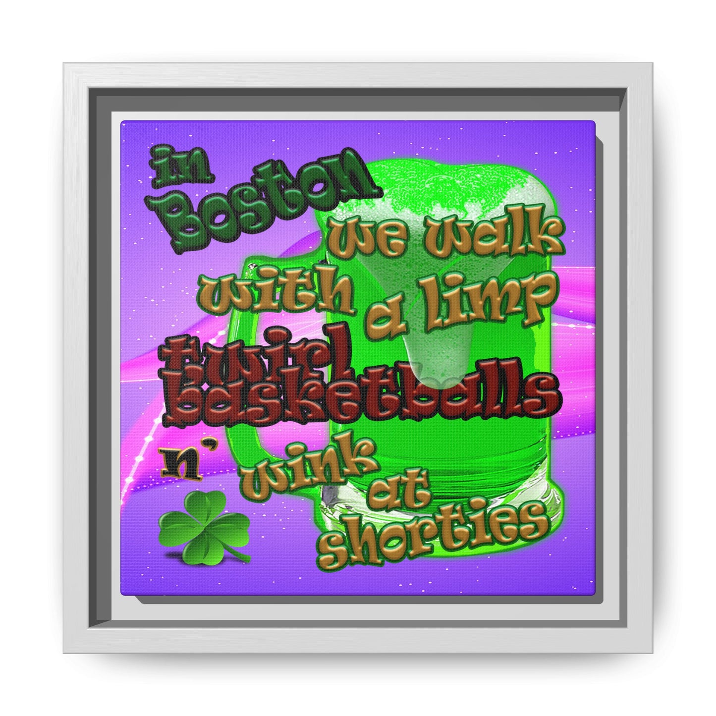 celtics logo - framed canvas art (purple-pink wave)