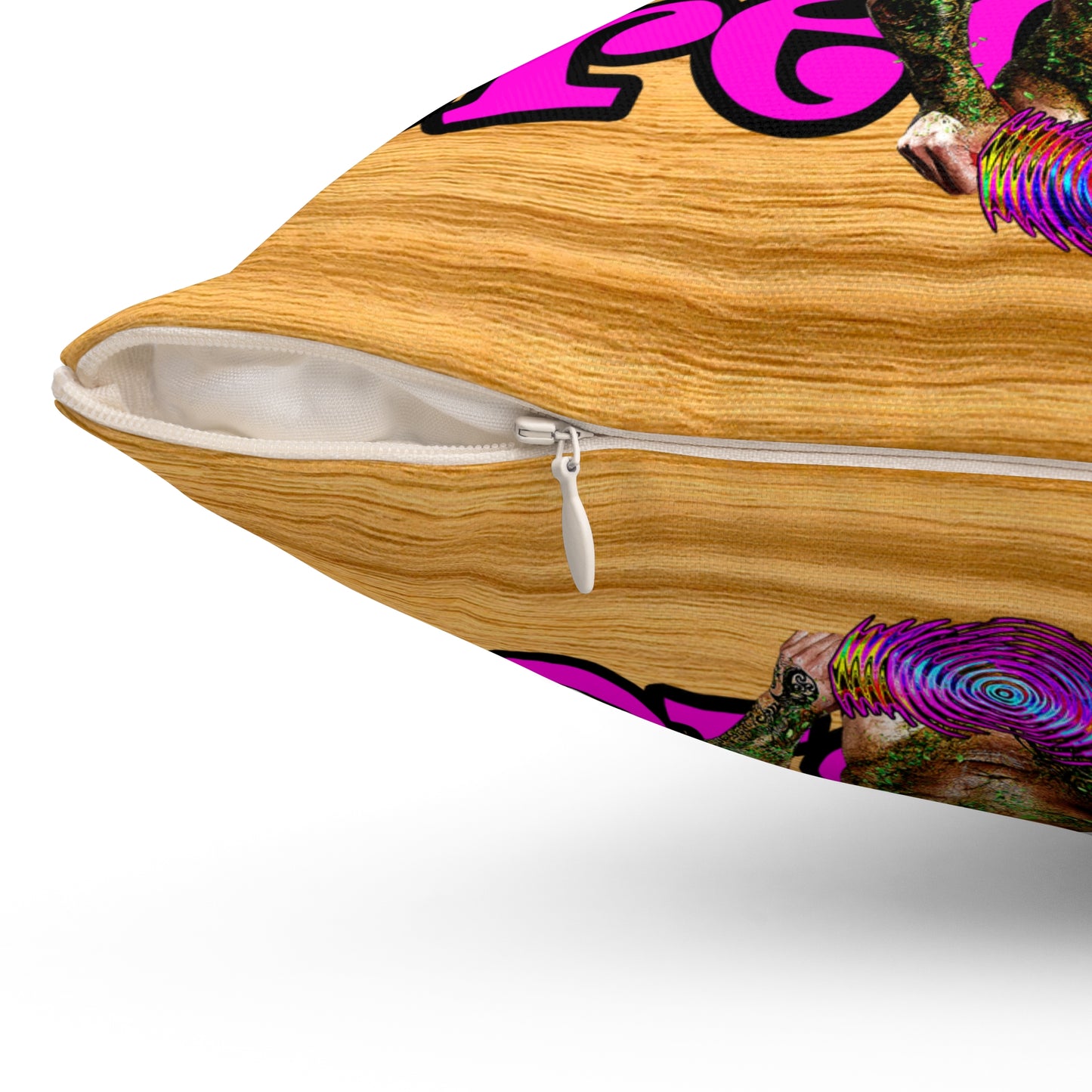 hoes b4 bros - Spun Polyester Square Pillow - (butterscotch wood finish)