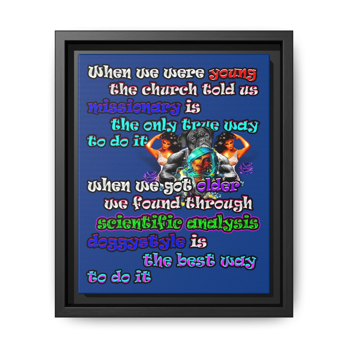 doggystyle - framed canvas art (dark blue)