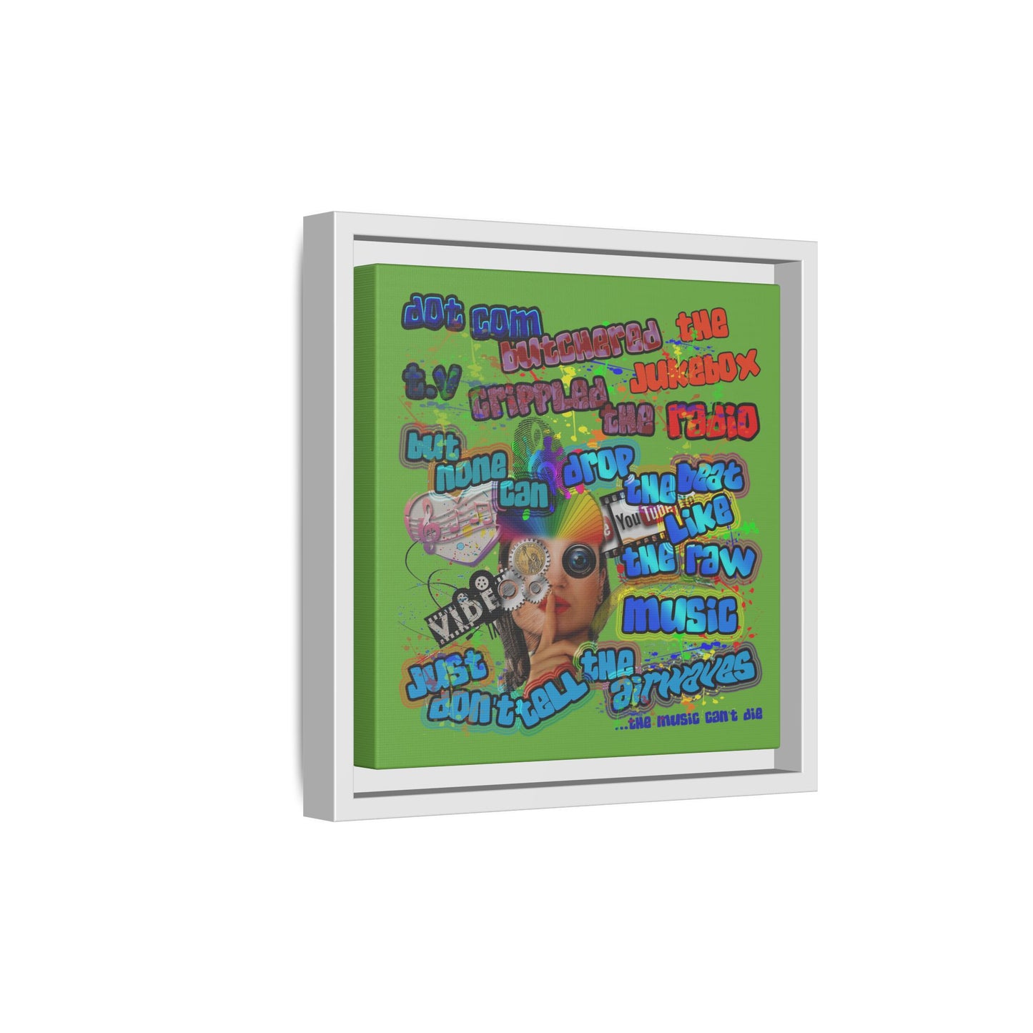 drop the beat - framed canvas art (green)