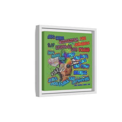 drop the beat - framed canvas art (green)