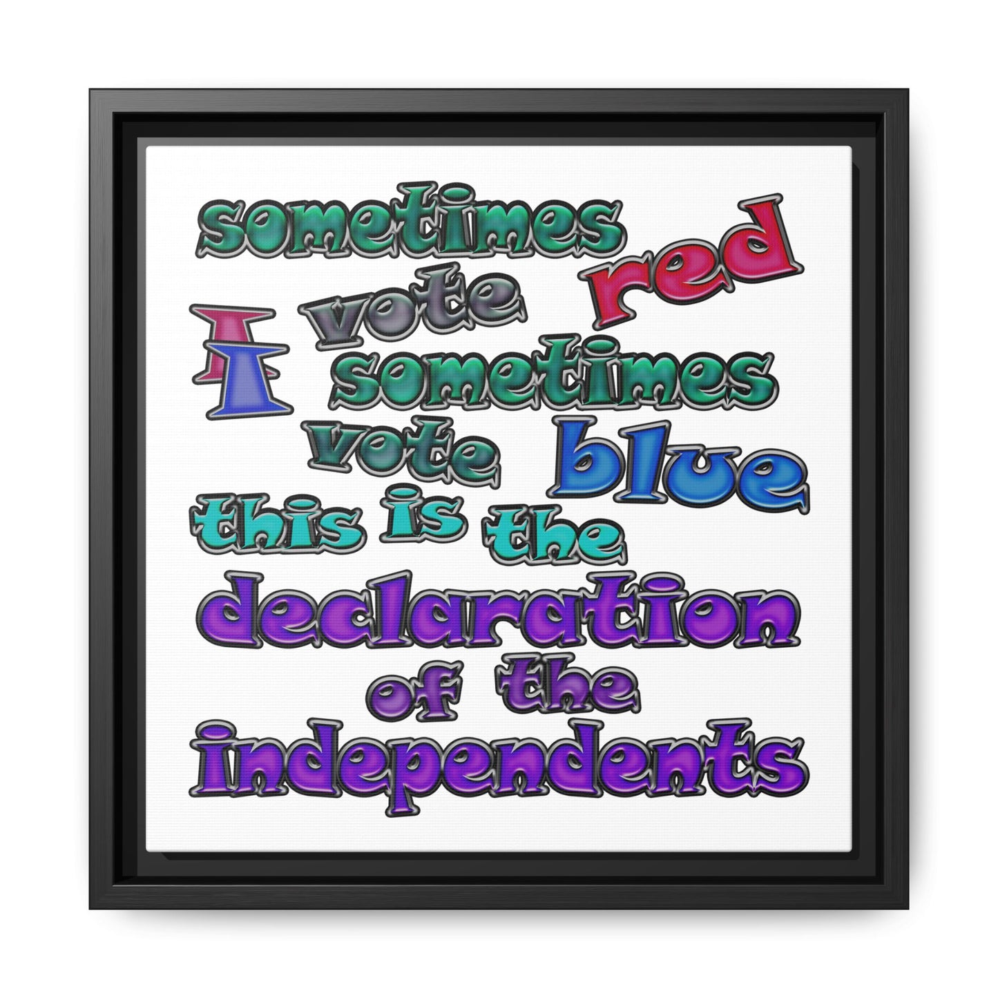 declaration of the independents - framed canvas art (white)