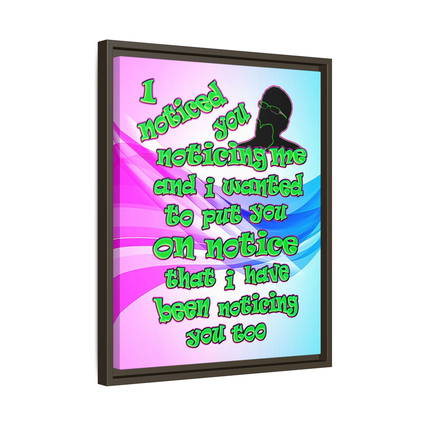 noticed you noticing - framed canvas art (light blue-pink wave)