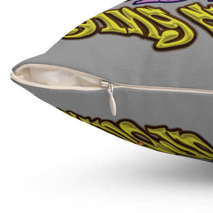 the bum's shit - Spun Polyester Square Pillow - (grey)