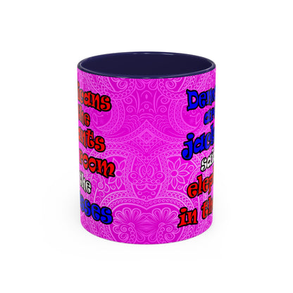 donkeys and elephants - Accent Mug (pink swirl)