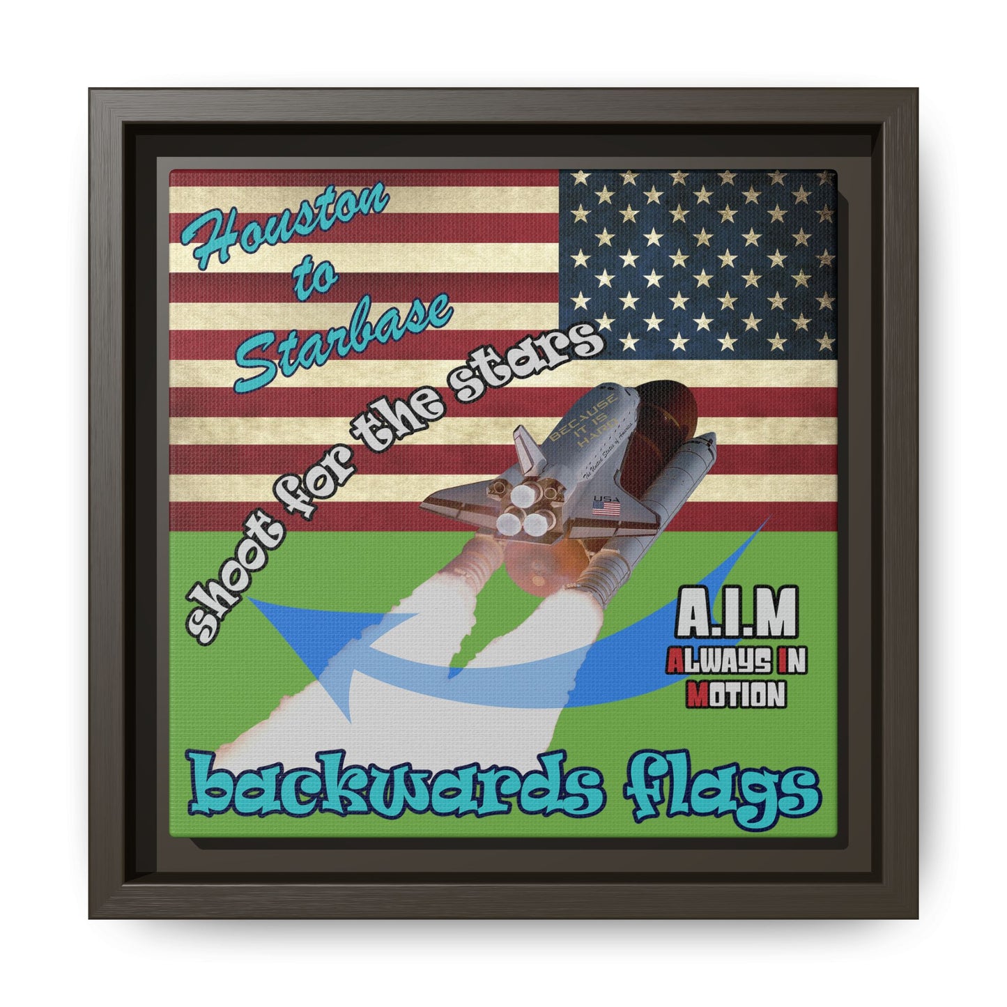 shoot for the stars - framed canvas art (green)