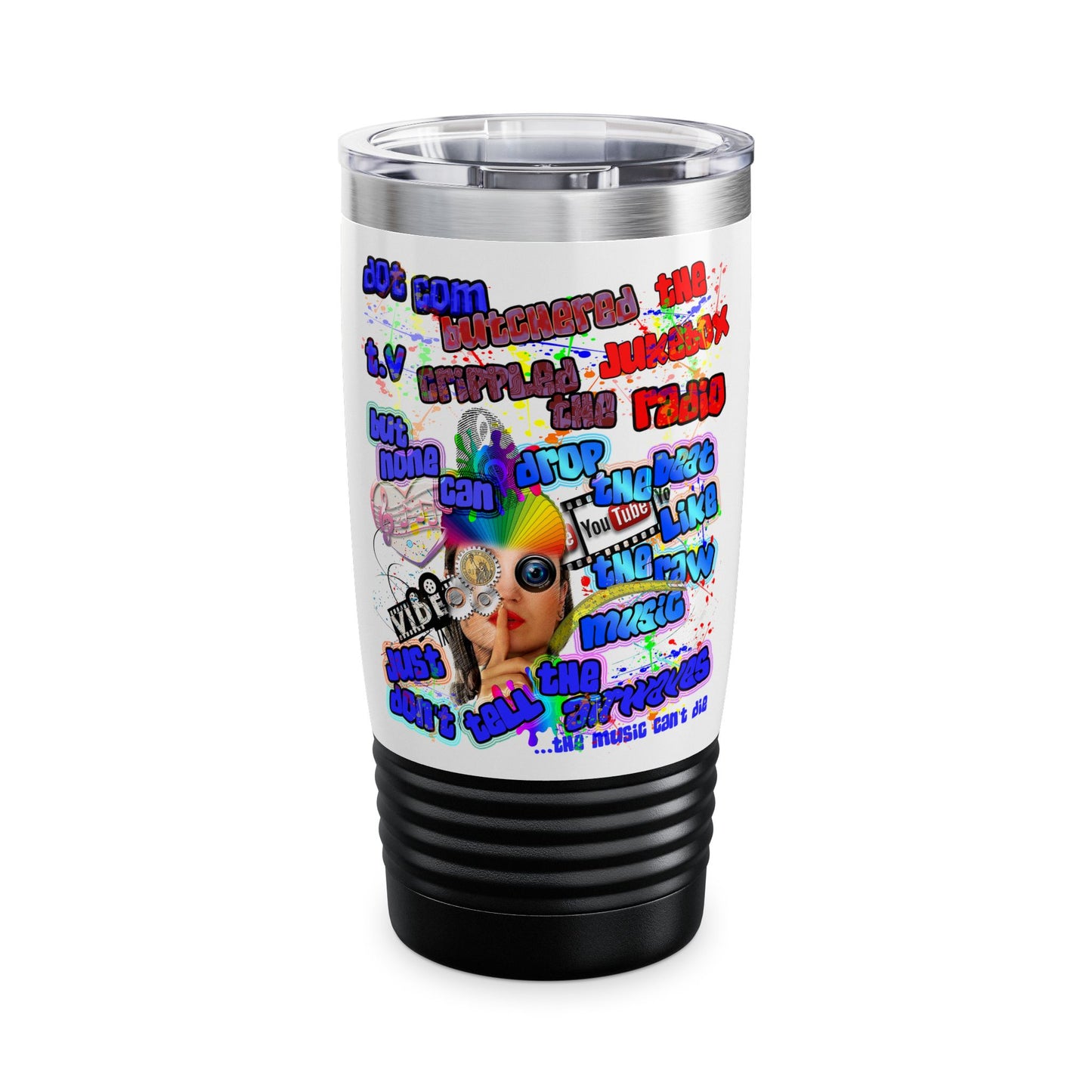 drop the beat - Ringneck Tumbler, 20oz (white)