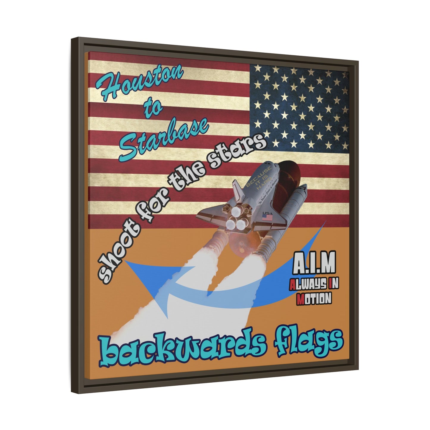 shoot for the stars - framed canvas art (light brown)