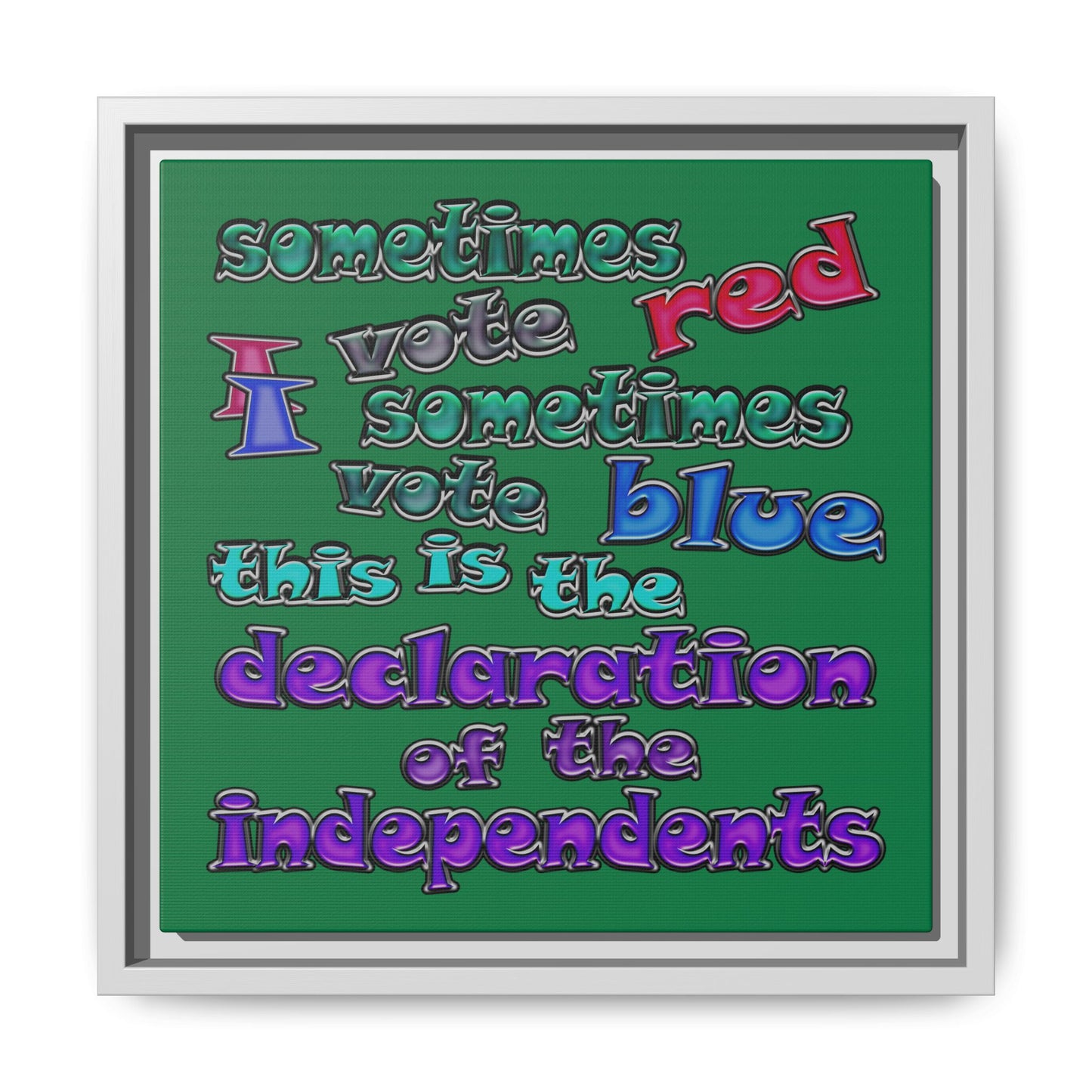 declaration of the independents - framed canvas art (dark green)