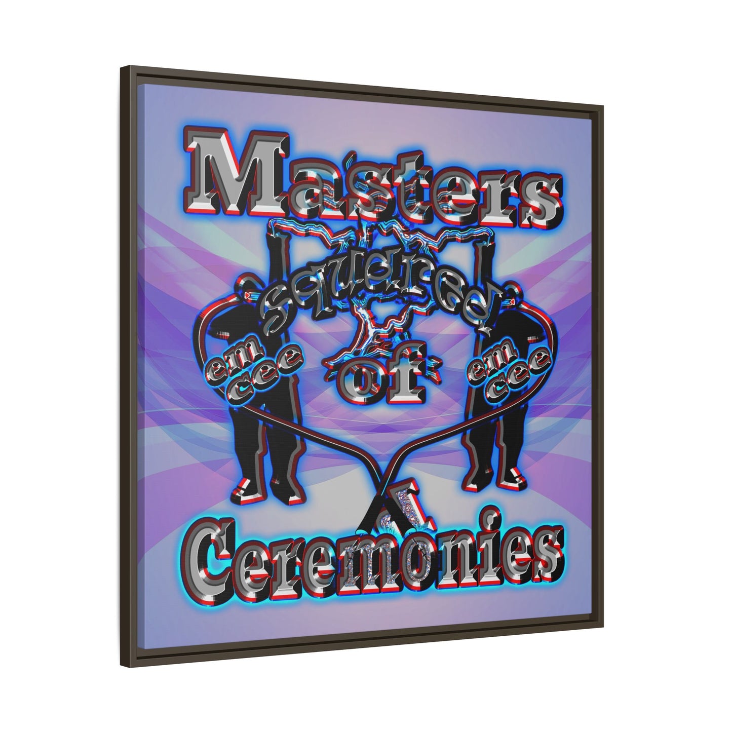 em cee squared - framed canvas art (light blue-pink wave)