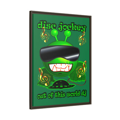 disc jockey - framed canvas art (dark green)