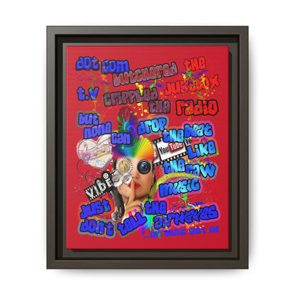 drop the beat - framed canvas art (dark red)