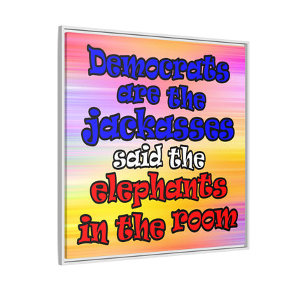 donkeys and elephants - framed canvas art (color blur)
