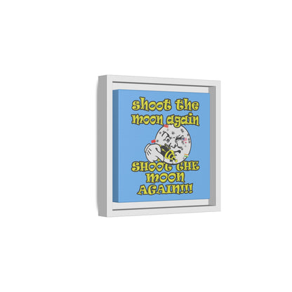 shoot the moon again - framed canvas art (light blue)