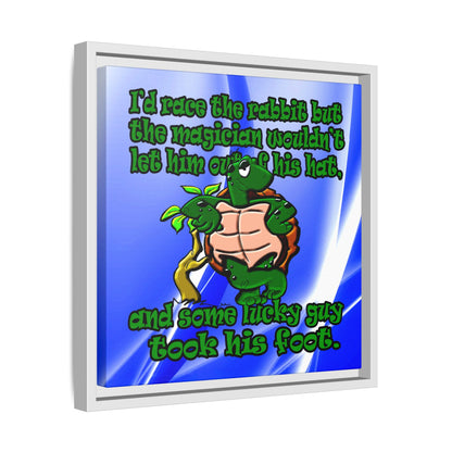 turtle race - framed canvas art (blue-white wave)