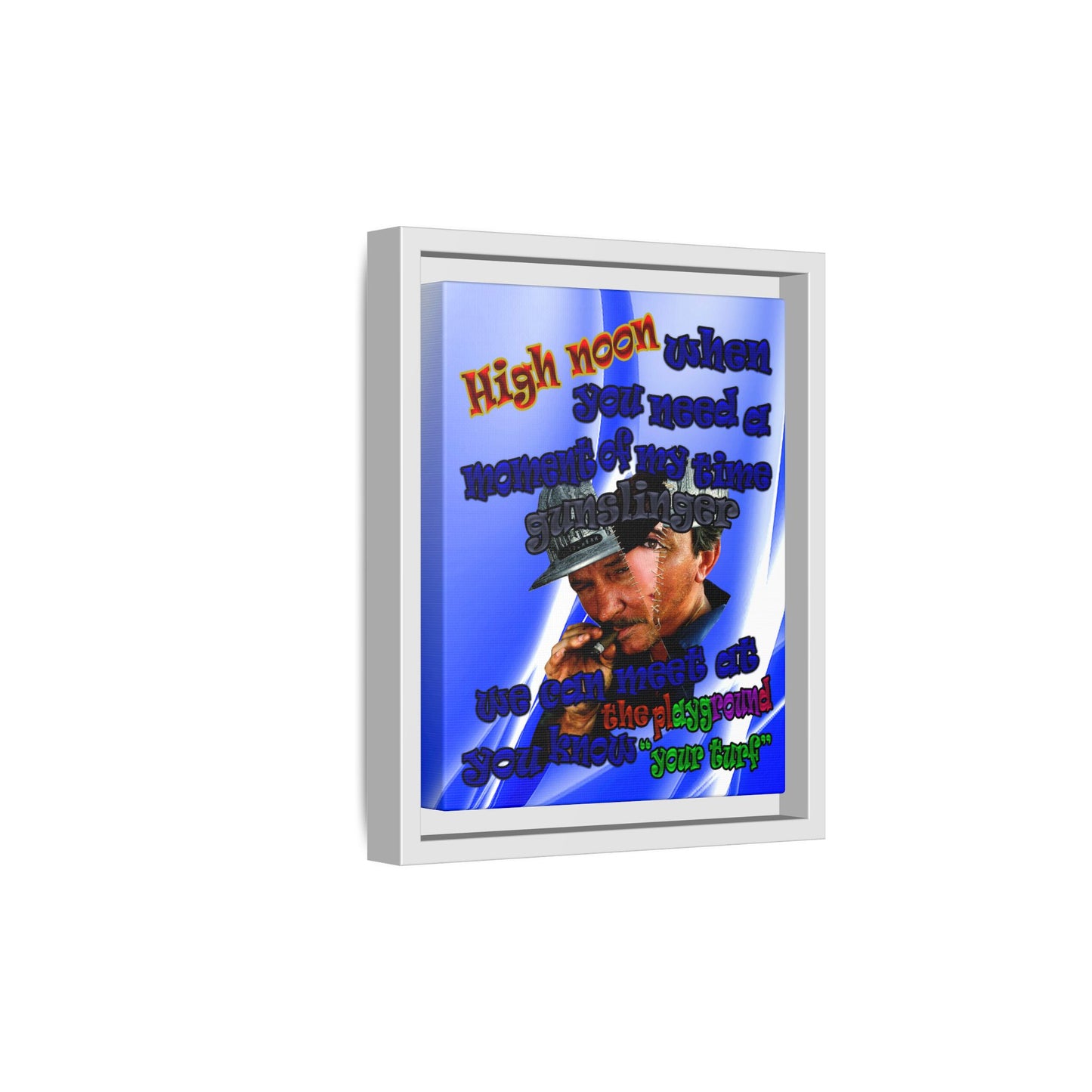 high noon - framed canvas art (blue-white wave)