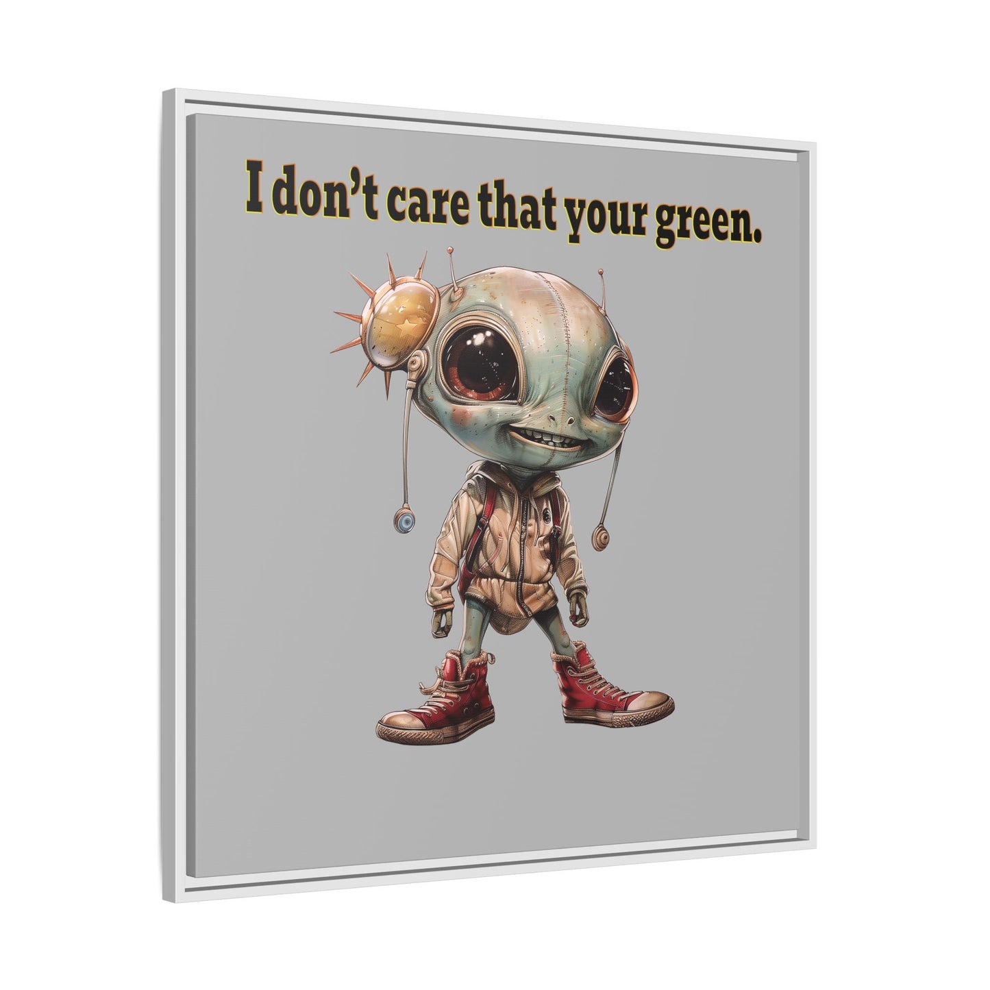 I don't care that your green - framed canvas art (light grey)