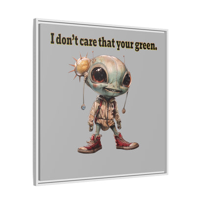 I don't care that your green - framed canvas art (light grey)
