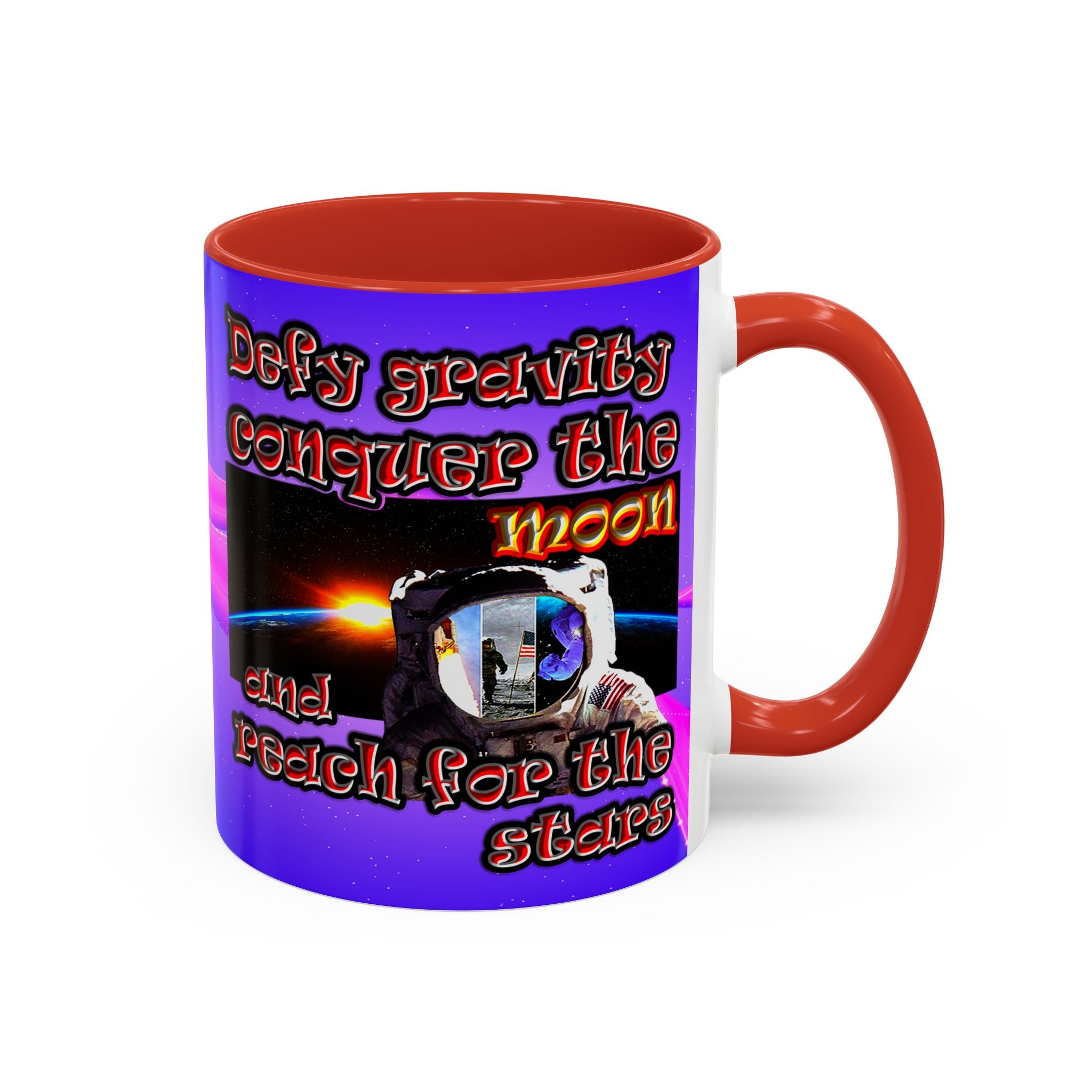 defy conquer reach - Accent Mug (purple-pink wave)