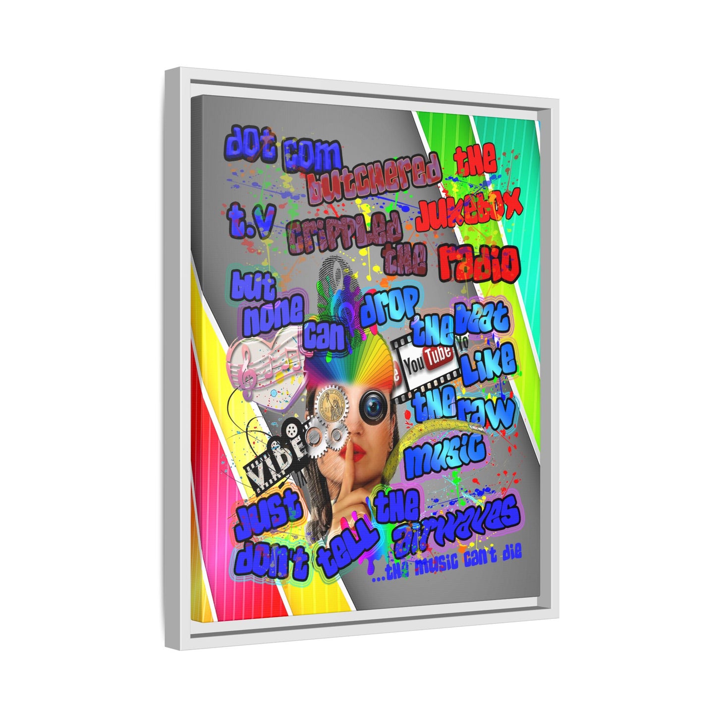 drop the beat - framed canvas art (rainbow split)