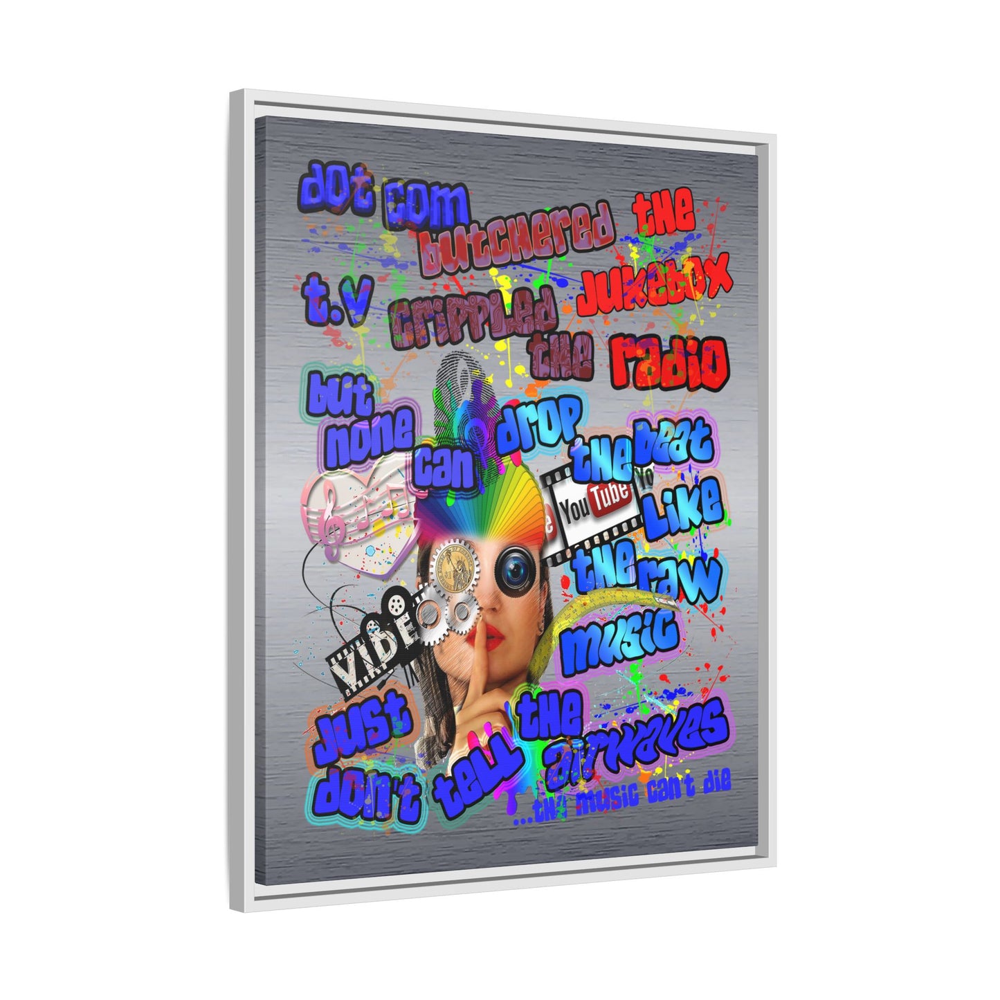 drop the beat - framed canvas art (brushed nickel)