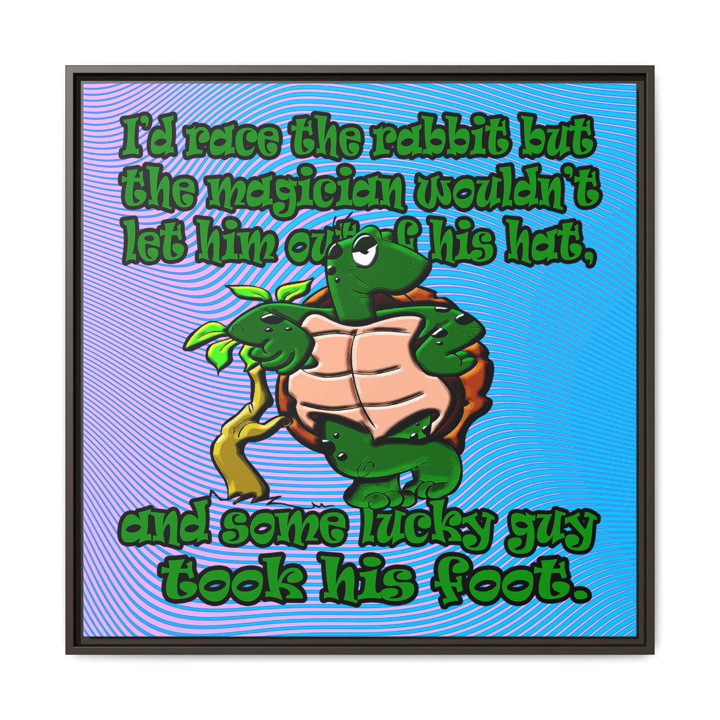 turtle race - framed canvas art (light blue-purple wave)