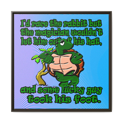 turtle race - framed canvas art (light blue-purple wave)
