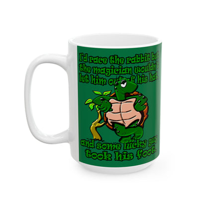 turtle race - White Mug (dark green)