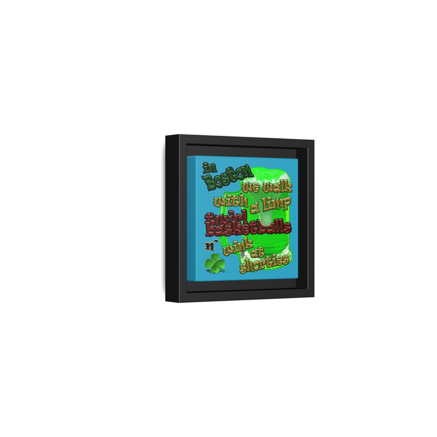 celtics logo - framed canvas art (turquoise)